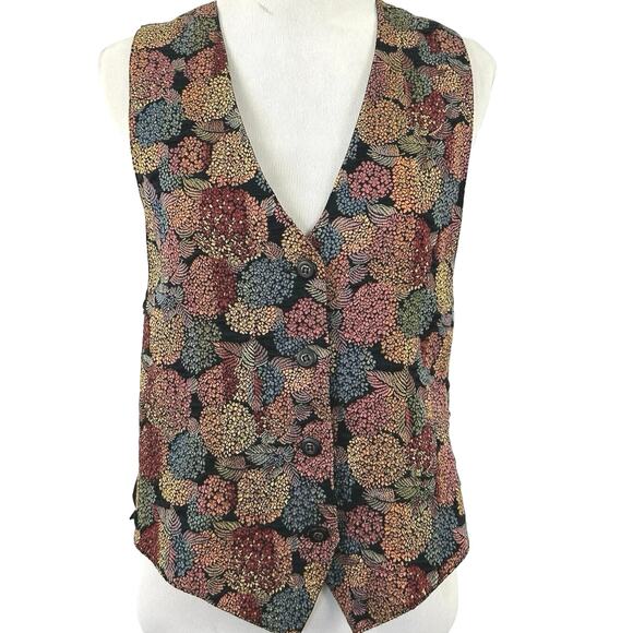 The Limited Tops - The Limited Floral Tapestry Button Front Vest Small Vintage